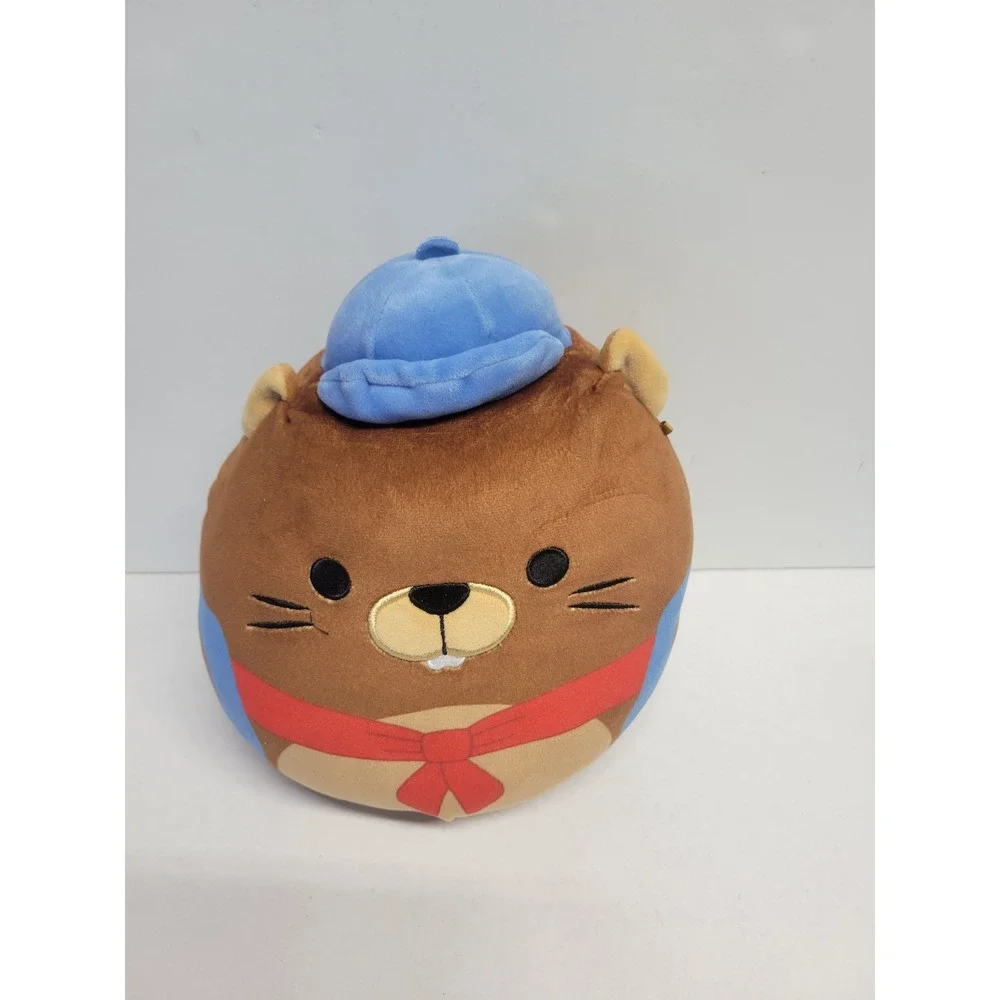 Squishmallows Chip the Beaver 8 Inch Explorer Plush Brown‎ Blue Beret Backpack